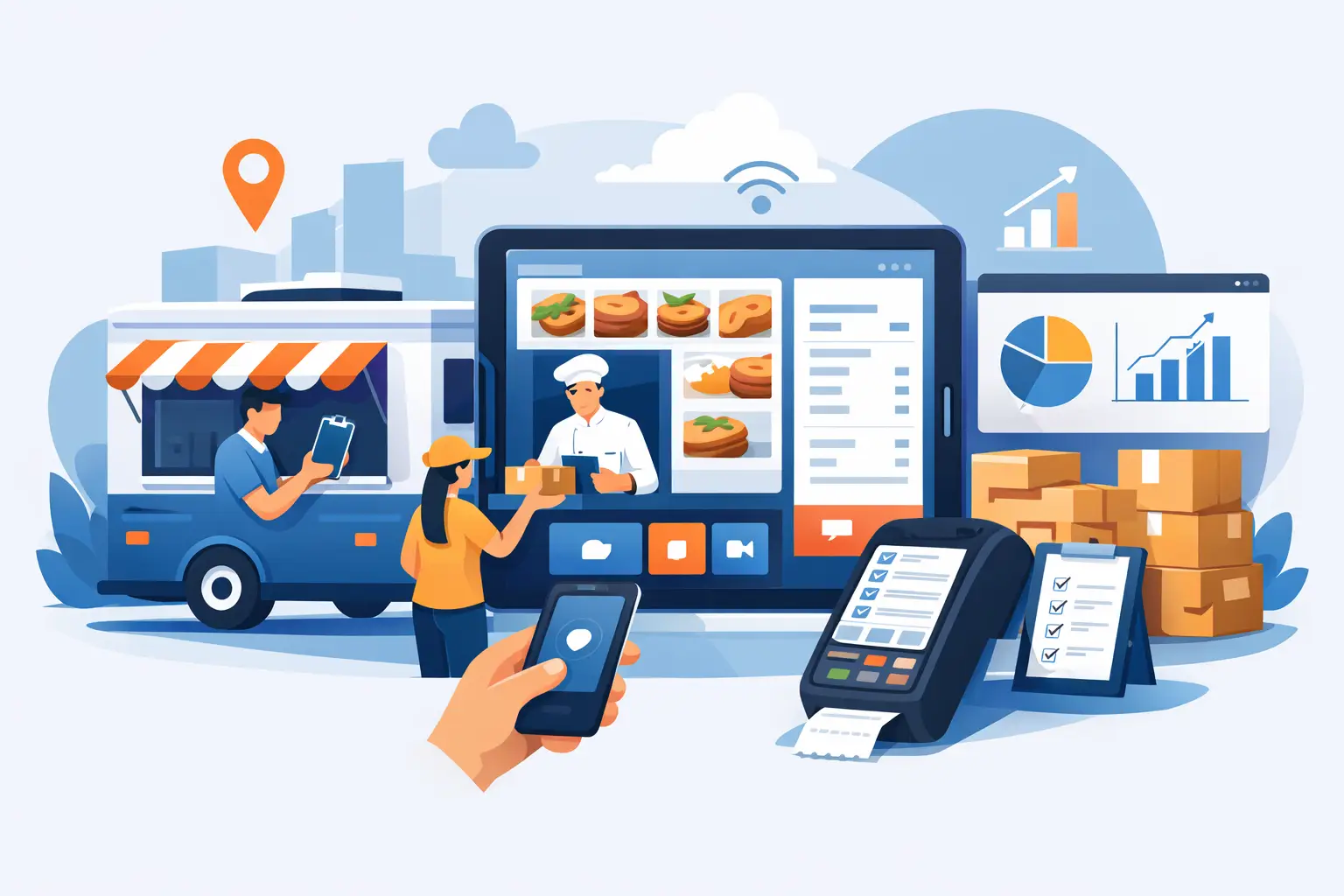 food truck pos and order management للمطاعم المتنقلة